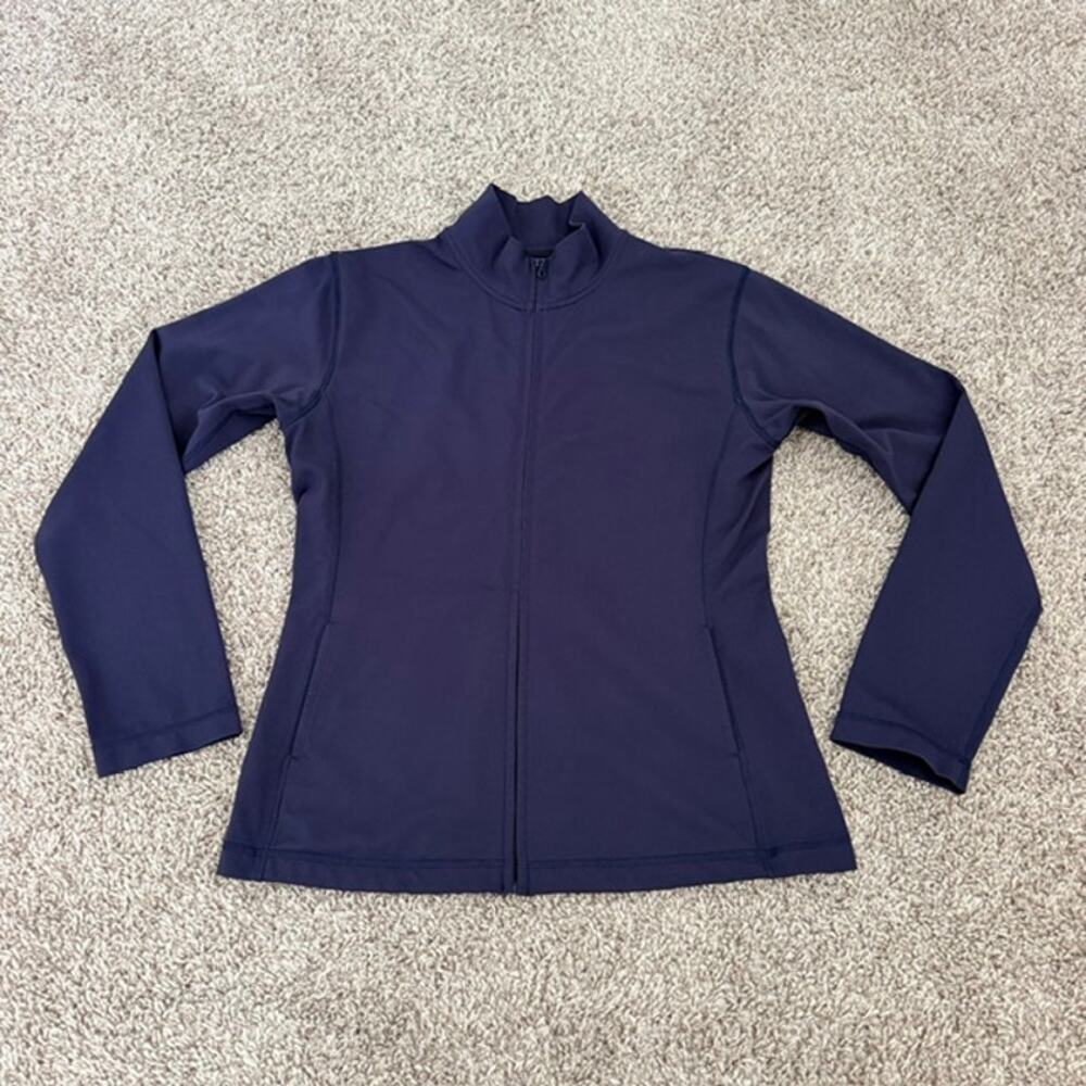 Rese Pilates Full Zip Navy Blue Jacket Mock Neck Athletic Pockets Women's Medium